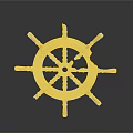 Golden Ship Wheel Ornate Decorative Design With Shiny Metal Finish For Nautical Decor