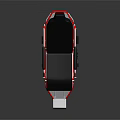 Medical Examination Bed With Black Seat White Frame Red Accents And Wheeled Base