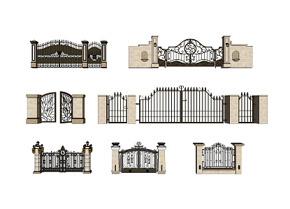 European gate wrought iron gate 3d model