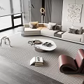 Sofa Coffee Table Combination Module Corner Sofa Coffee Table Single Person Leisure Chair Sofa Background Wall Floor Lamp Carpet Side Table Jewelry Ornaments 3d model