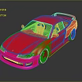 Red Two Door Sports Car With Rear Spoiler And Shiny Alloy Wheels 3D Render