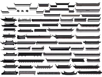 Traditional Chinese Architectural Components Various Roof Eaves Styles For Classic Building Design 3d model