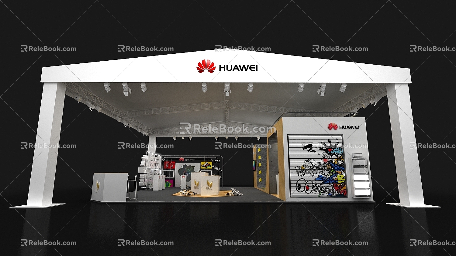 Huawei Roadshow pop-up shop Mobile Phone US Chen Maimang Interactive Photo Card Skateboard Fast Charging Technology Experience Desk model