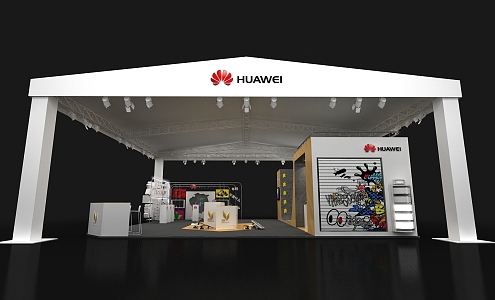 Huawei Roadshow pop-up shop Mobile Phone US Chen Maimang Interactive Photo Card Skateboard Fast Charging Technology Experience Desk 3d model