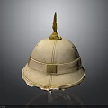 Classic White Helmet With Golden Spire Top And Decorative Bands