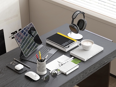 Laptop Earphone Rack Mobile Phone Mouse Notepad Pen Holder Coffee Cup Glasses 3d model