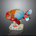 Vibrant Colorful Koi Fish Model With Decorative Base And Red Blue Orange Colors
