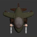 Green Military Airplane Toy Model With Machine Guns Clear Canopy And Landing Wheels