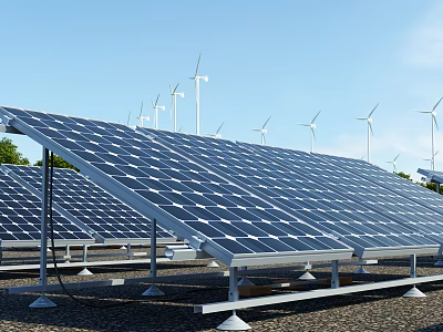 Solar Panel Mounting Steel Frame Structure For Renewable Energy Outdoor Array 3d model