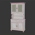 White Entryway Console Side Cabinet With Glass Doors And Storage Drawers
