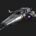 Futuristic Spaceship Design With Sleek Silver Gray Body Purple Glowing Engines And Front Weapons