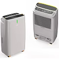 Two Modern Gray Dehumidifiers With Digital Display Vent Grille And Rolling Wheels 3d model