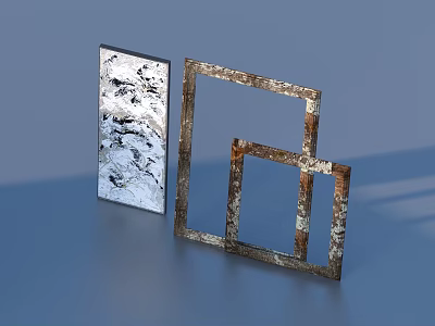 Modern Living Accessories With Metal Photo Frames And Abstract Pattern Canvas 3d model