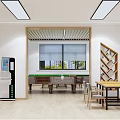 Book Art Space Interior With Wooden Bookshelf And Tables
