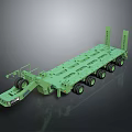 Green Heavy Duty Lowboy Trailer With Multiple Wheels And Flatbed Structure 3d model