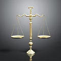 Golden Metal Balance Scale with Ornate Base as Decorative Home Living Accessory
