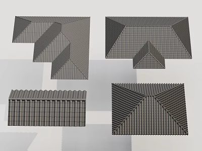 Different Geometric Textured Panels With Striped Patterns And Angular Designs 3d model
