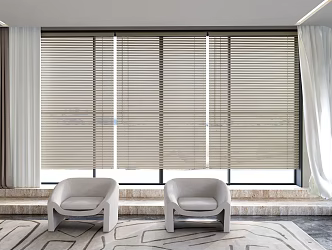Modern Curtain Blinds Fabric Curtain Tulle 3d model