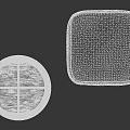 Round and Square Textured Stools with Simple Gray Design Two Piece Set