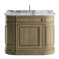 Traditional Wooden Bathroom Vanity With Marble Countertop Double Sinks And Cabinet Doors