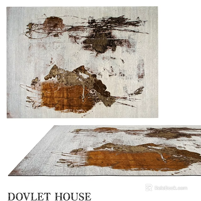 Square Rug With Abstract Brown Beige Patterns For Modern Interior Decor 3d model 