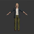 Daily Living Products Including White Top Dark Coat Green Pants And Brown Shoes On Woman