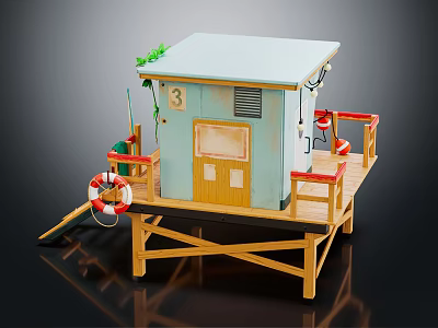 Modern cartoon building water house cartoon residence 3d model Modern cartoon building water house cartoon residence 3d model