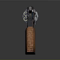 Classic Revolver With Wooden Grip And Metallic Cylinder Design Details