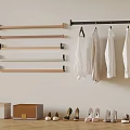 Organized Closet Space With Hanging Rods Clothes Shoes And Storage Boxes 3d model