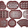 New Chinese Style Flower Lattice Window Carved Hollow Carved Window Corner Carved Gypsum Line Carved Window Pattern Carved 3d model