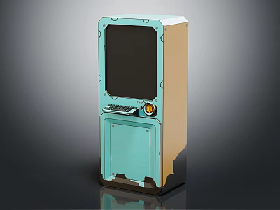 Modern Standing Office Appliance With Display Screen And Control Panel In Blue Beige 3d model
