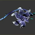 Fantasy Enchanting Magic Staff Weapon With Purple Blue Floral Vine Design