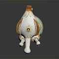 White Ceramic Bird Sculpture With Multiple Birds Standing On Green Base