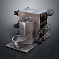 Metallic Sanitary Ware Toilet With Connected Metal Pipes And Modern Design