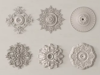 French vintage carved plaster carved lamp plate 3d model