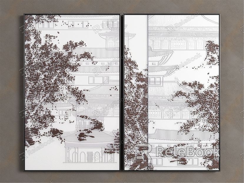 New Chinese Architectural Painting Decorative Hanging Painting model