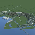 Integrated Aerial Planning of Waterfront Urban Layout with Green Spaces Road Networks and Port Facilities