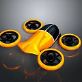 Yellow Quadcopter Drone With Four Rotors And Black Accents
