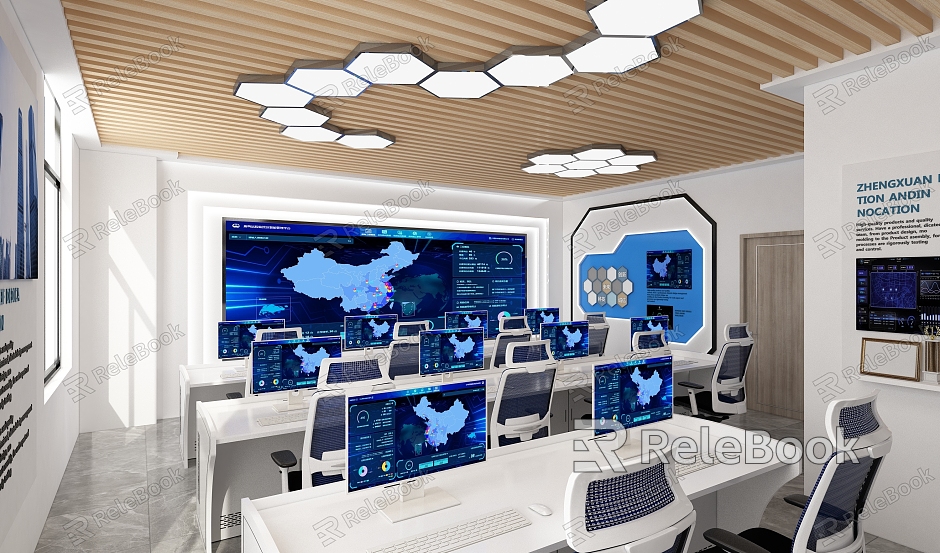 Science and Technology Wind Office Monitoring Room model