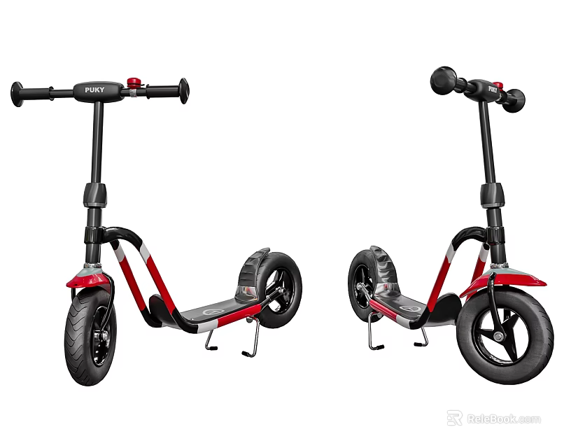 Red and Black Two Wheel Kids Scooter with Safe Design for Toddler Children 3d model 