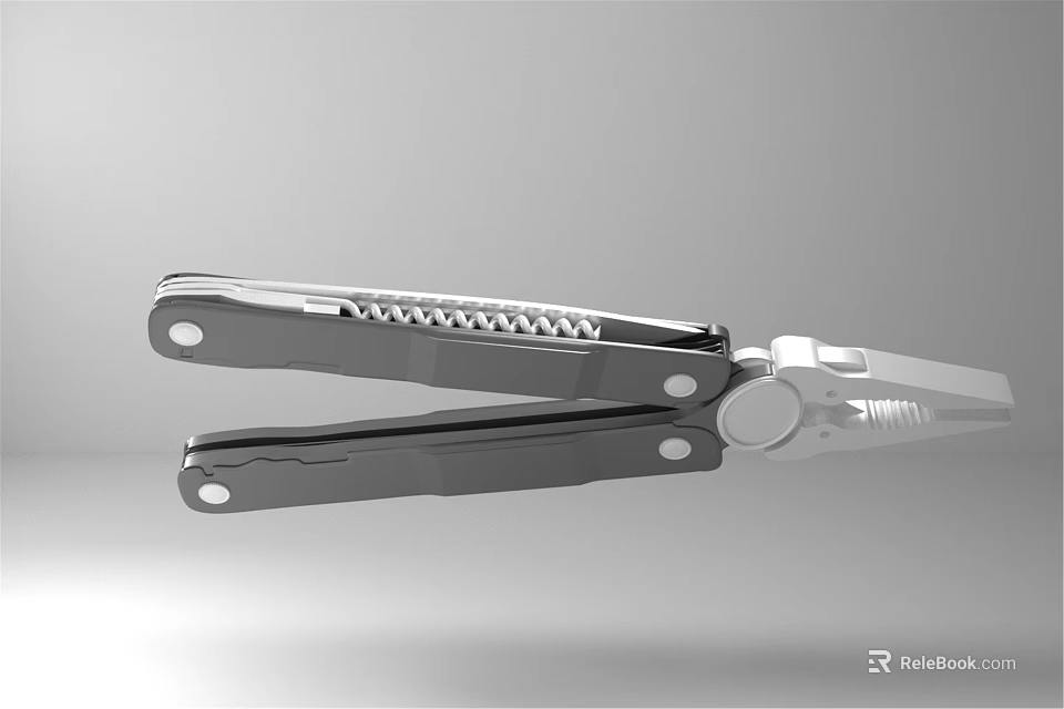 Stainless Steel Folding Pliers Hardware Tool With Serrated Edge And Ergonomic Handle 3d model 