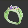 Silver Ring With Blue Gemstones And Intricate Carvings On Band