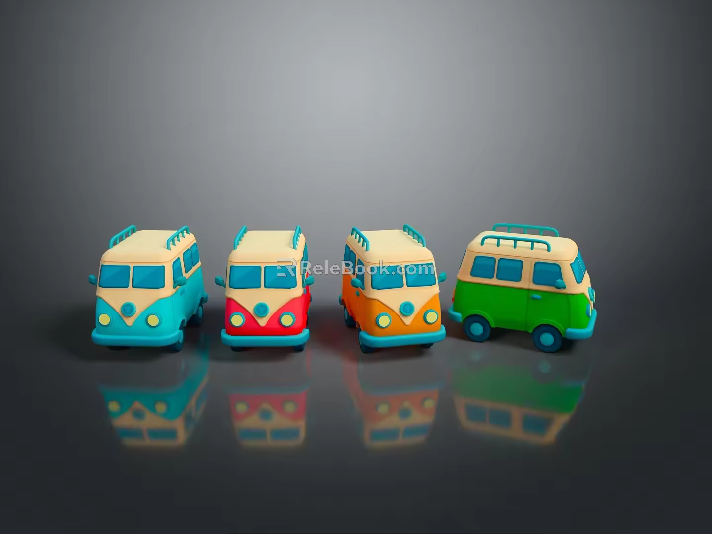 minibus minivan driverless bus school bus van box car 3d model