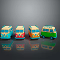 minibus minivan driverless bus school bus van box car 3d model