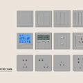 Modern Aesthetic Switch Panels with Digital Display USB Ports and Power Sockets on Beige Wall