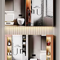 Modern Bathroom Interior Design With Stylish Toilet Storage Cabinets And Mirror