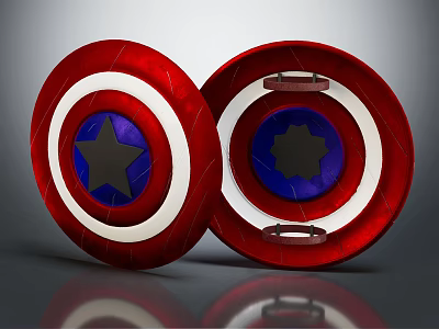 Vintage Red White Blue Shield Weapon With Star And Gear Center Design 3d model