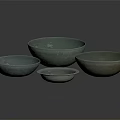 Elegant Celadon Glazed Tableware Set Featuring Four Bowls With Floral Patterns And Various Sizes