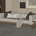 Middle-style double sofa 3d model