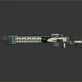 Futuristic Green Weapon Featuring Detailed Mechanical Components And Reflective Surface Design 3d model